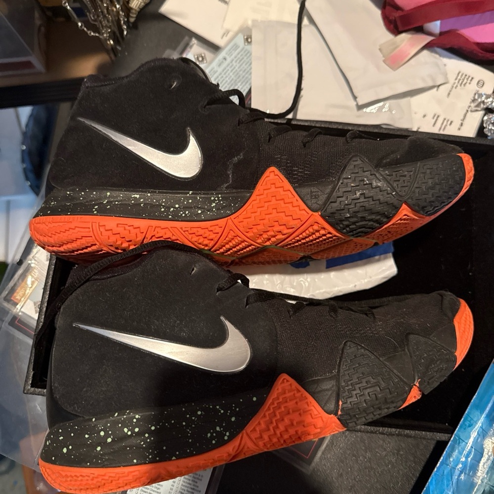 Nike Kyrie 4 Black and Orange High-Tops with Silver Swoosh size 10